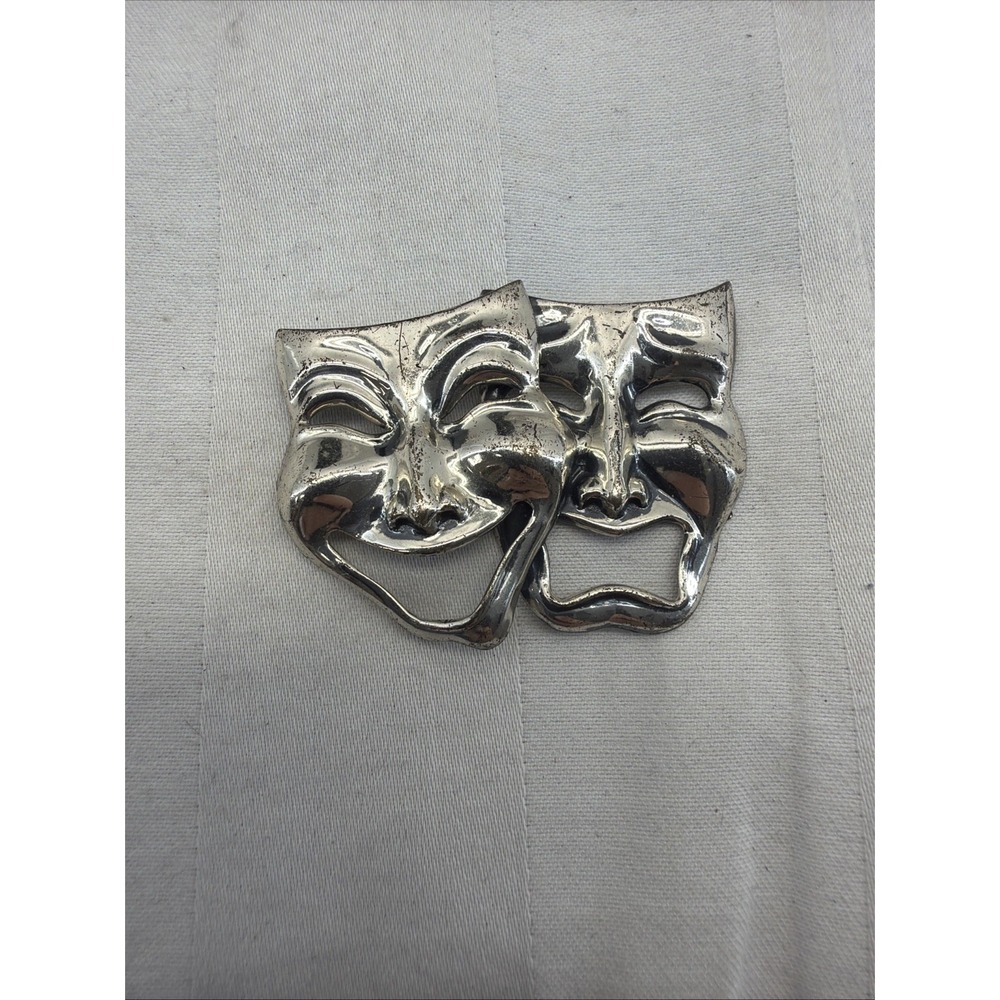Stunning Vintage Beau Sterling Comedy Tragedy Brooch Pin